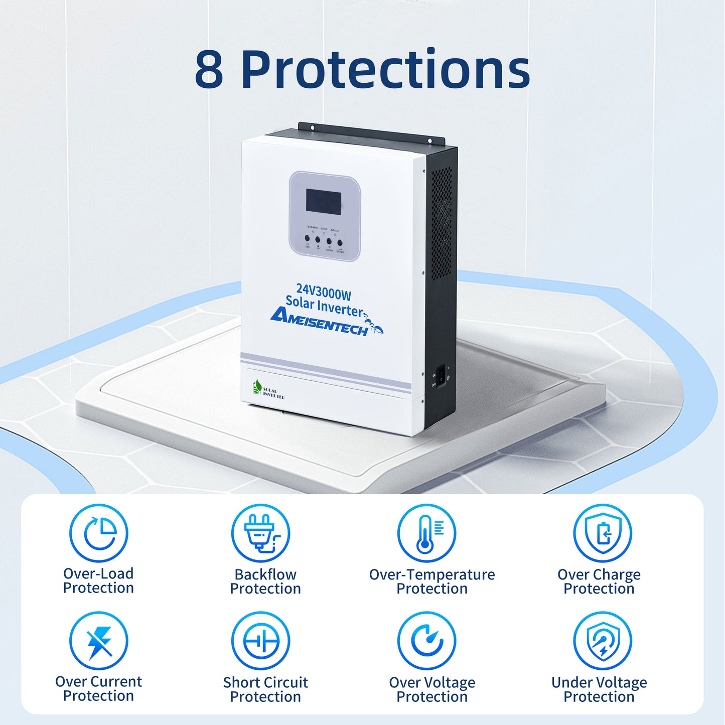 AMEISENTECH 24V 3000W 220/230/240VAC Solar Inverter 6000VA with Wifi MPPT LED