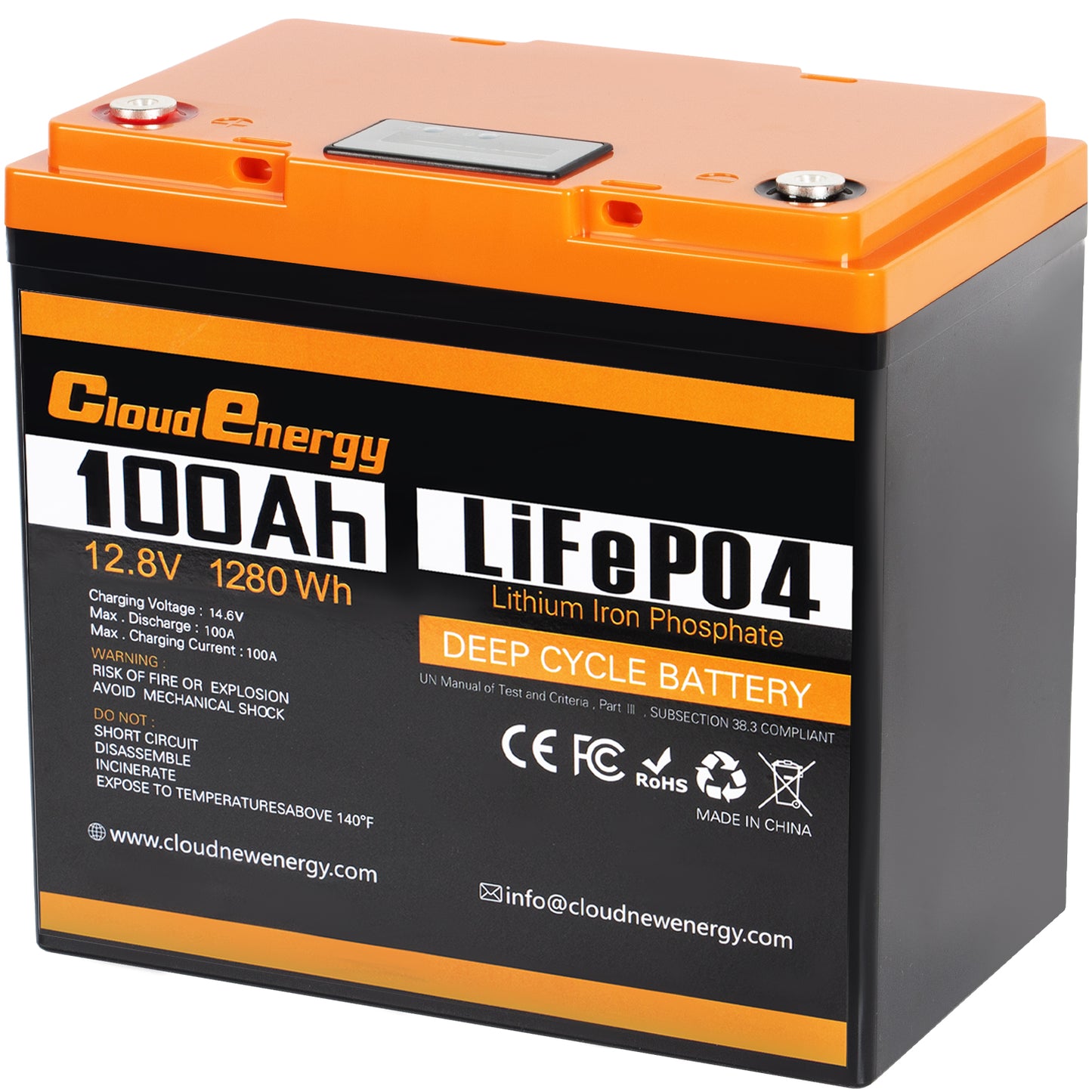 CloudEnergy 12.8V 100Ah LiFePO4 Li-ion Battery