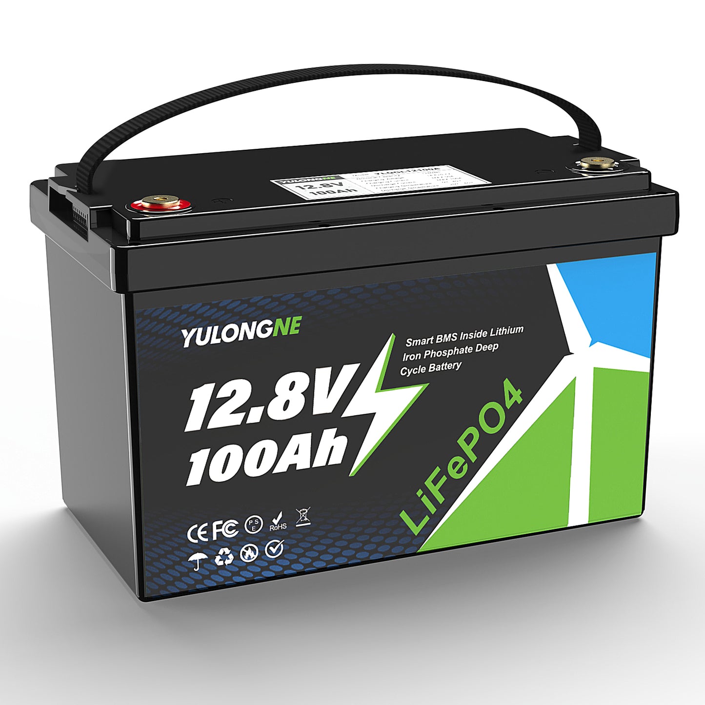 YULONGNE LiFePO4 12V 100AH Rechargeable Battery with BMS