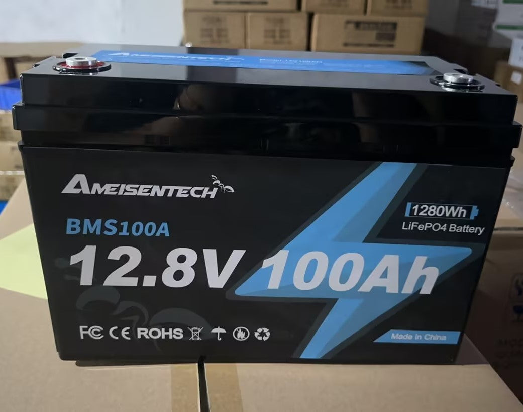 AMEISENTECH LiFePO4 12V 100AH Rechargeable Battery with BMS
