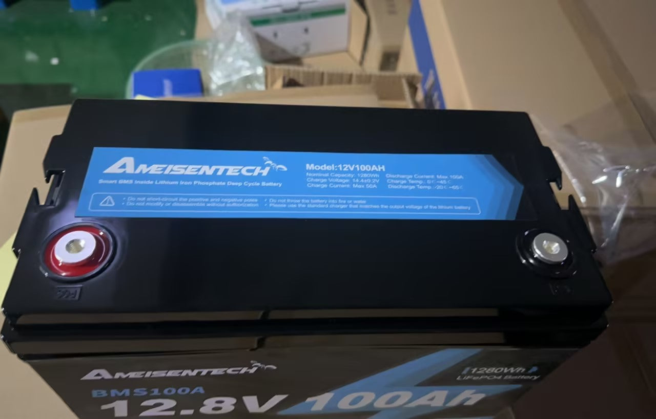 AMEISENTECH LiFePO4 12V 100AH Rechargeable Battery with BMS