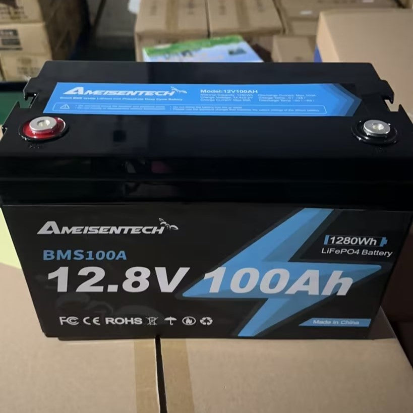 AMEISENTECH LiFePO4 12V 100AH Rechargeable Battery with BMS