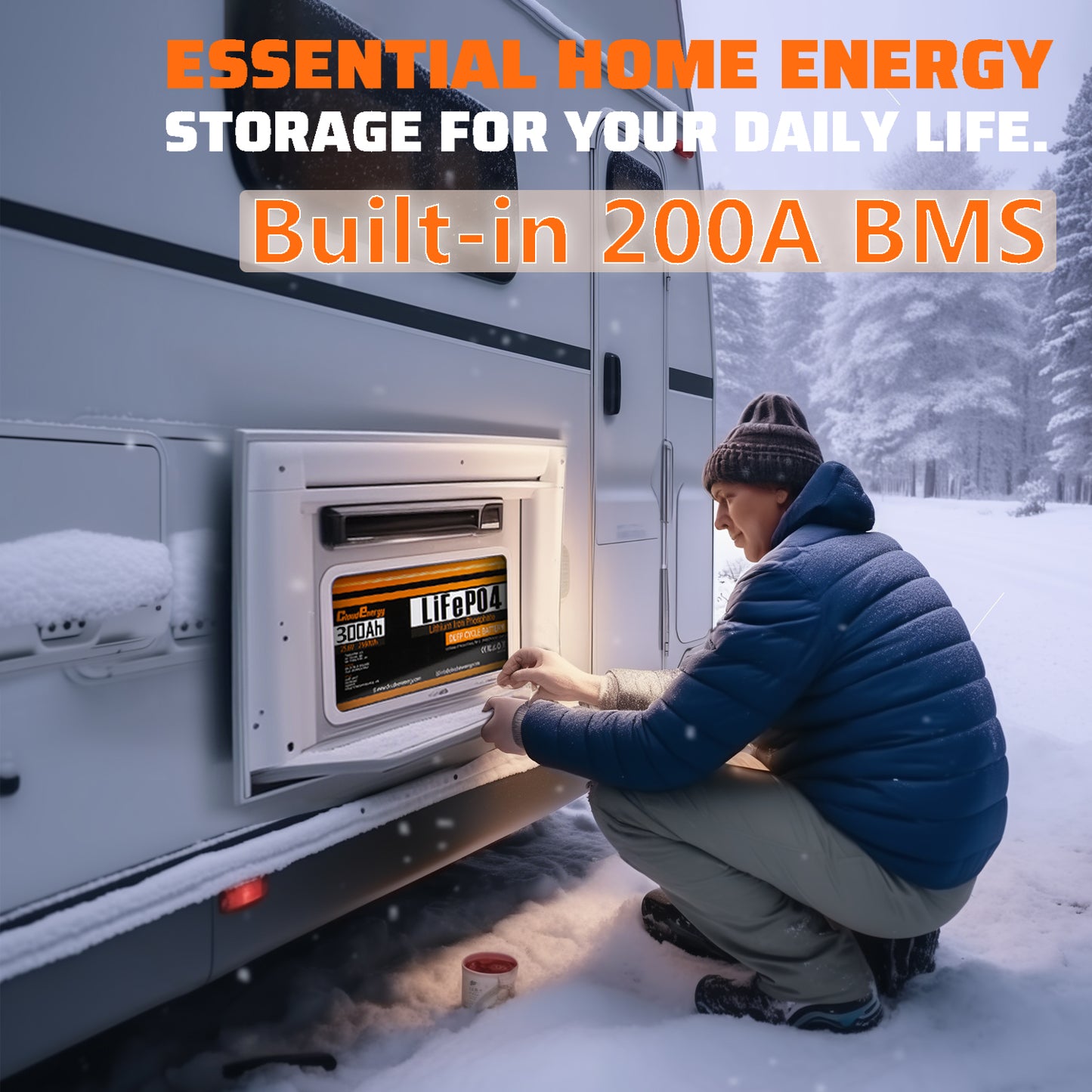 CloudEnergy 12.8V 300Ah LiFePO4 Rechargeable Battery