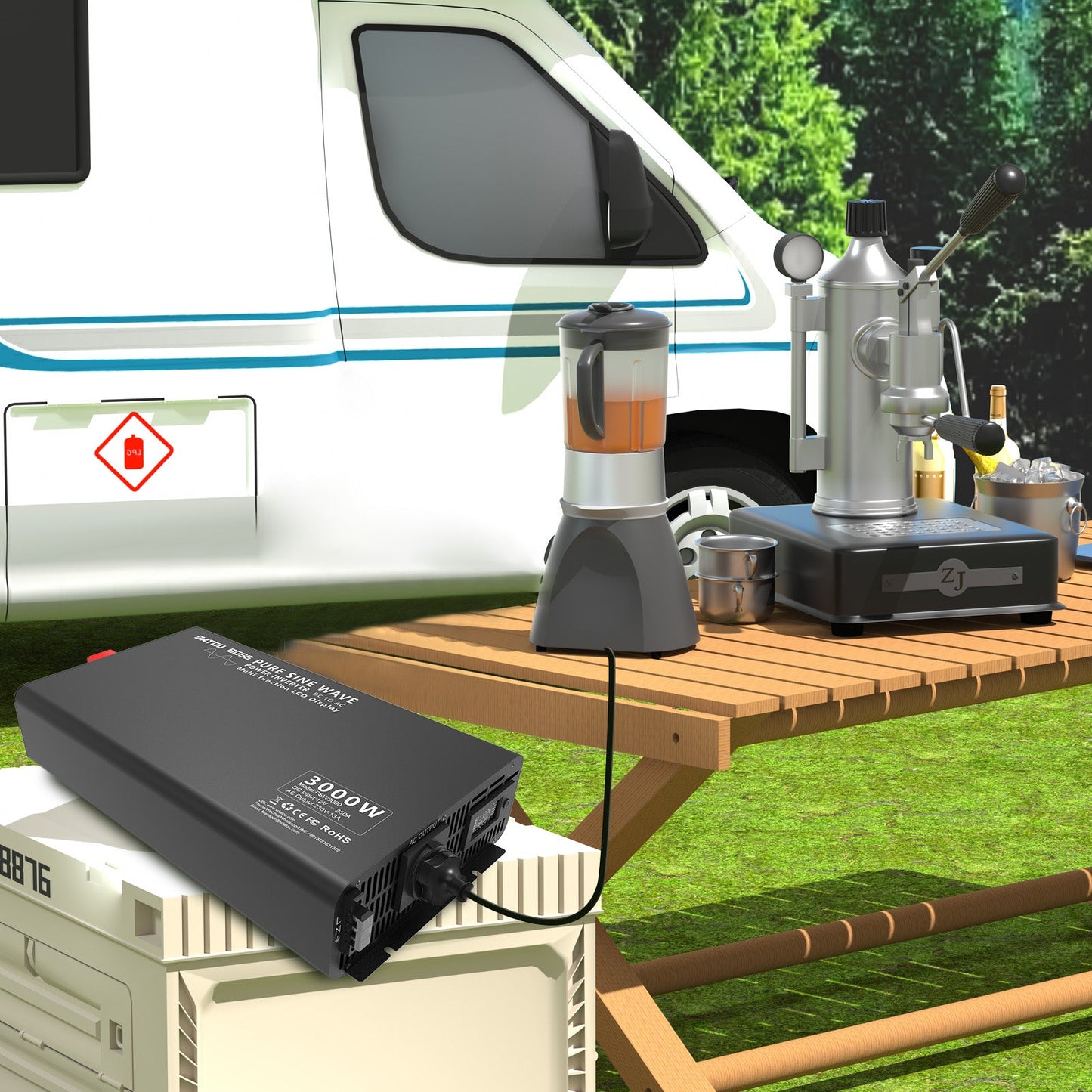 3000W Pure Sine Wave Inverter 12V to 220V with EU Socket Remote Control LCD Display for Cars Electrical Use