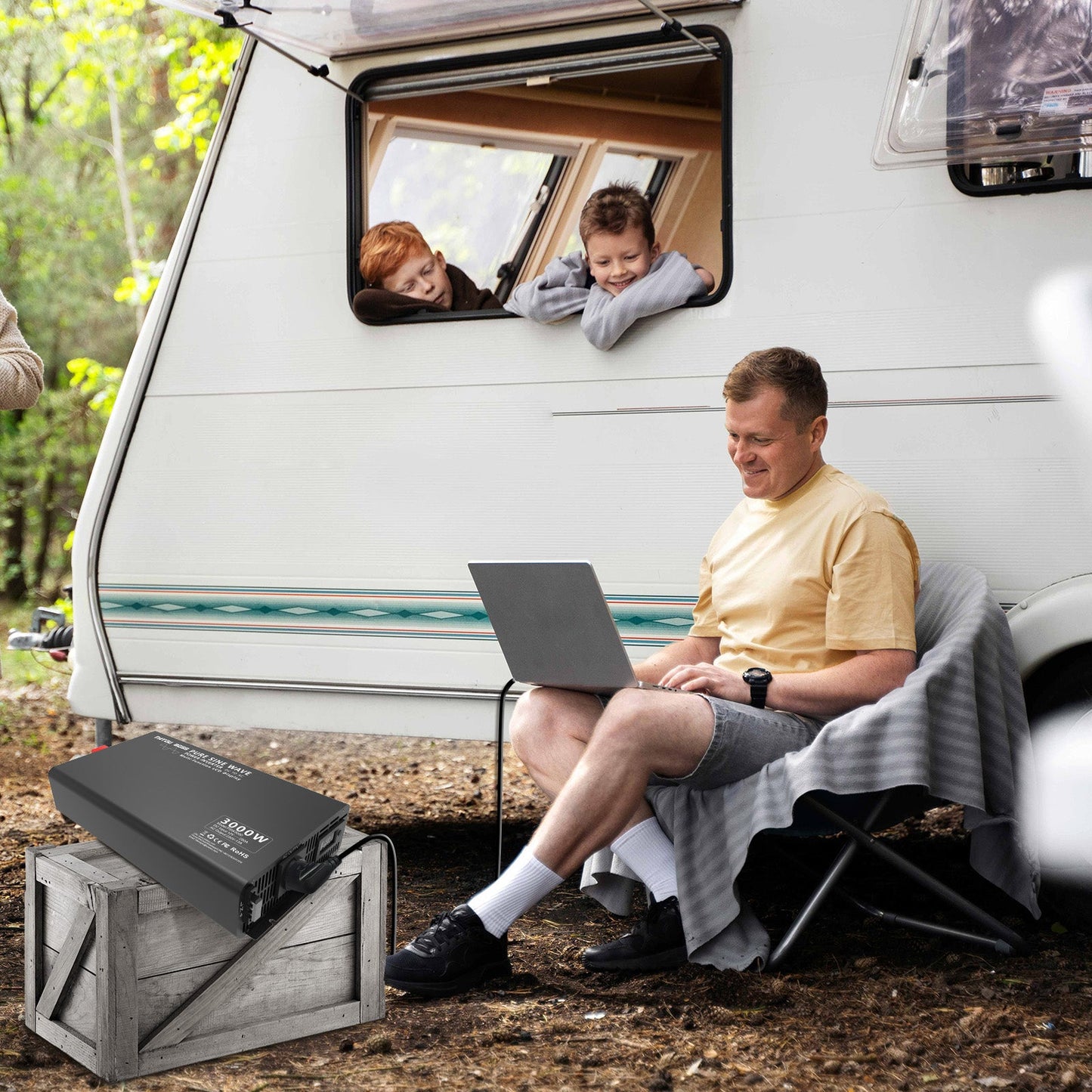 3000W Pure Sine Wave Inverter 12V to 220V with EU Socket Remote Control LCD Display for Cars Electrical Use