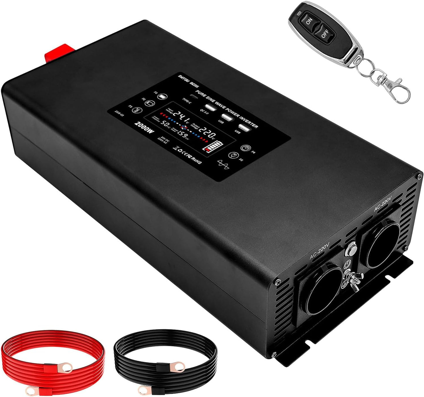 Pure Sine Wave Inverter DC 24V to AC 230V 2000W