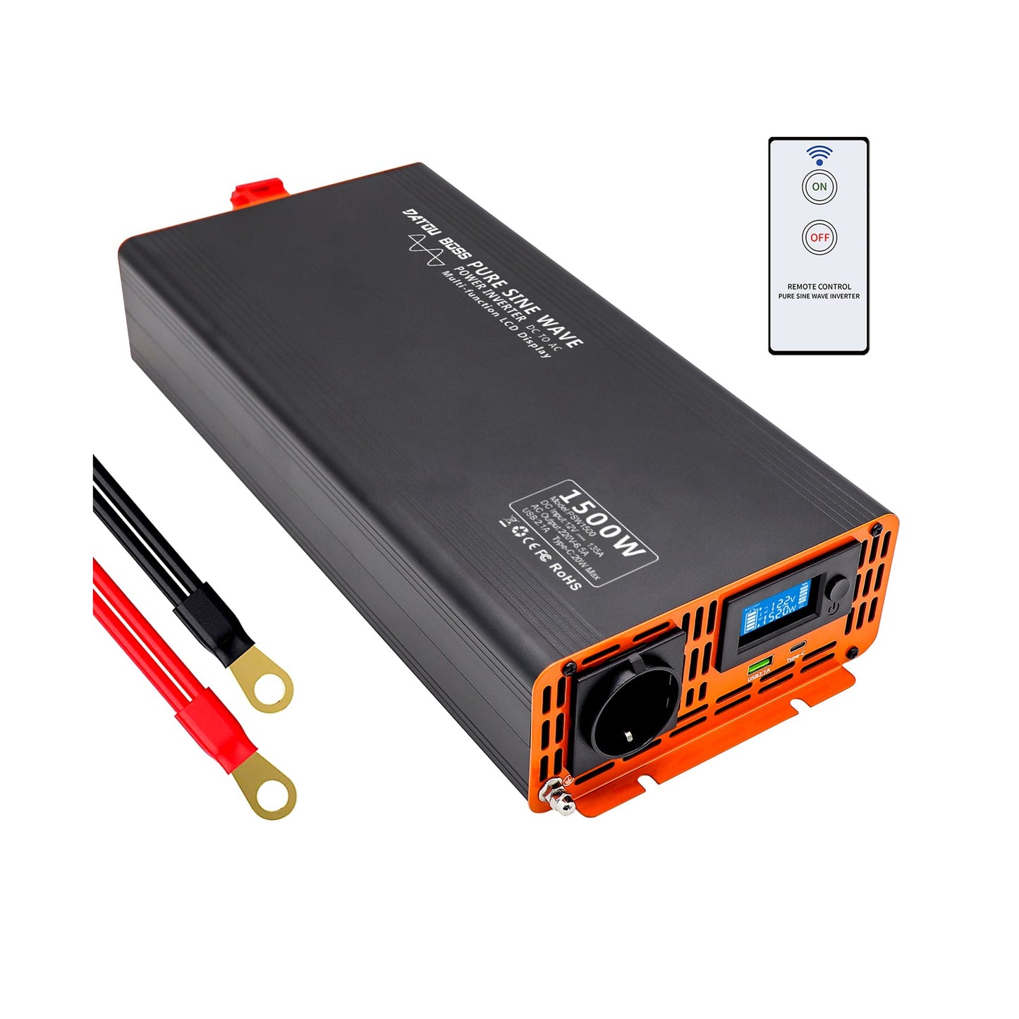 Pure Sine Wave Inverter Voltage Converter 1500W DC12V to AC230V