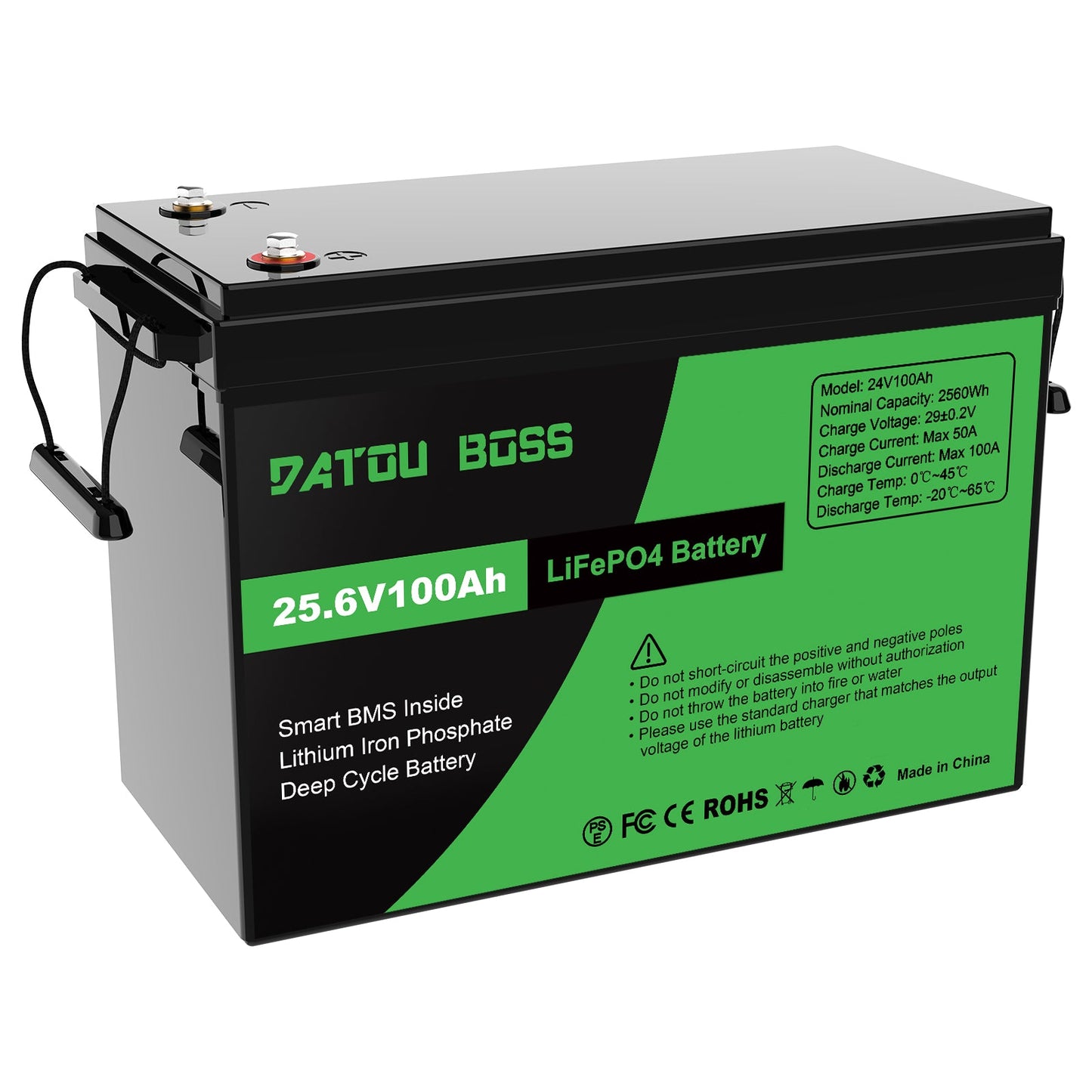 24V 100Ah LiFePO4 battery with BMS 8000Cycles for Inverter, Motorhome, Solar System, Boat, Household, Solar