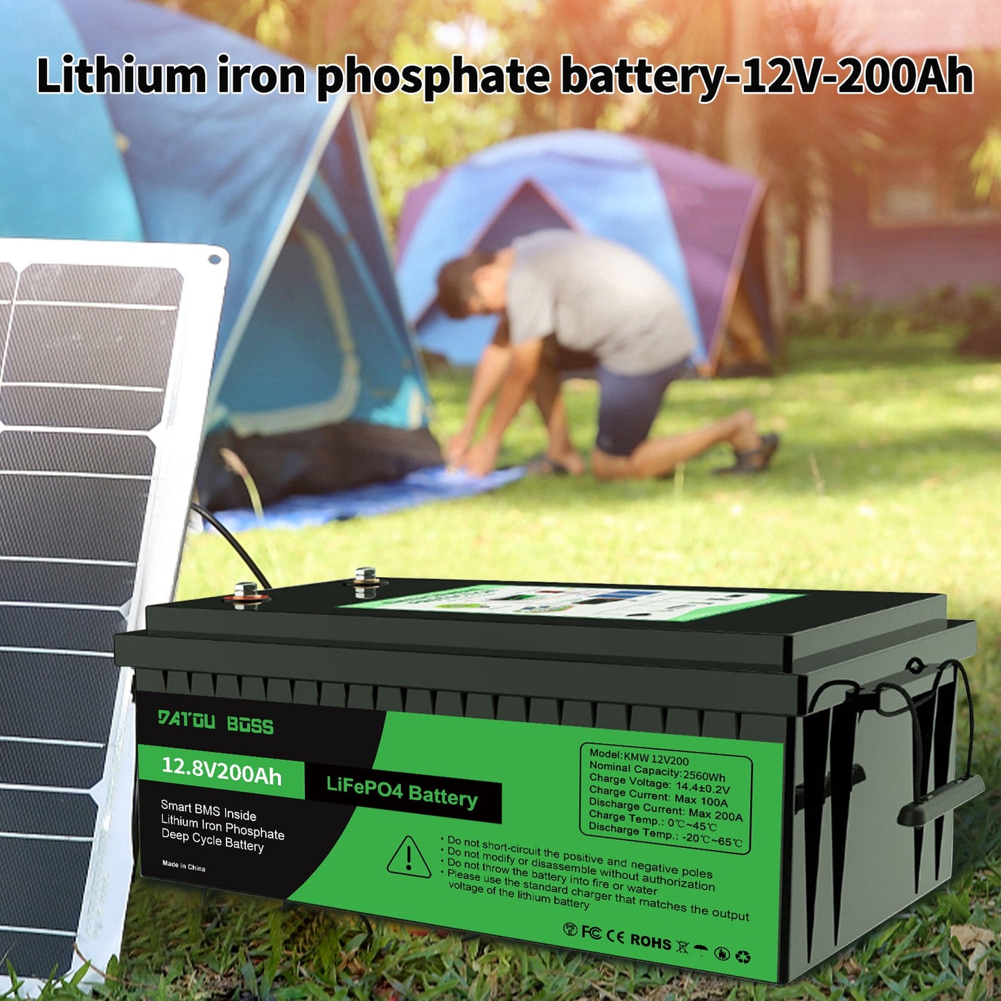 LiFePO4 12V 200A Battery with BMS 8000Cycles for Inverter, Motorhome, Solar System, Boat, Household, Solar