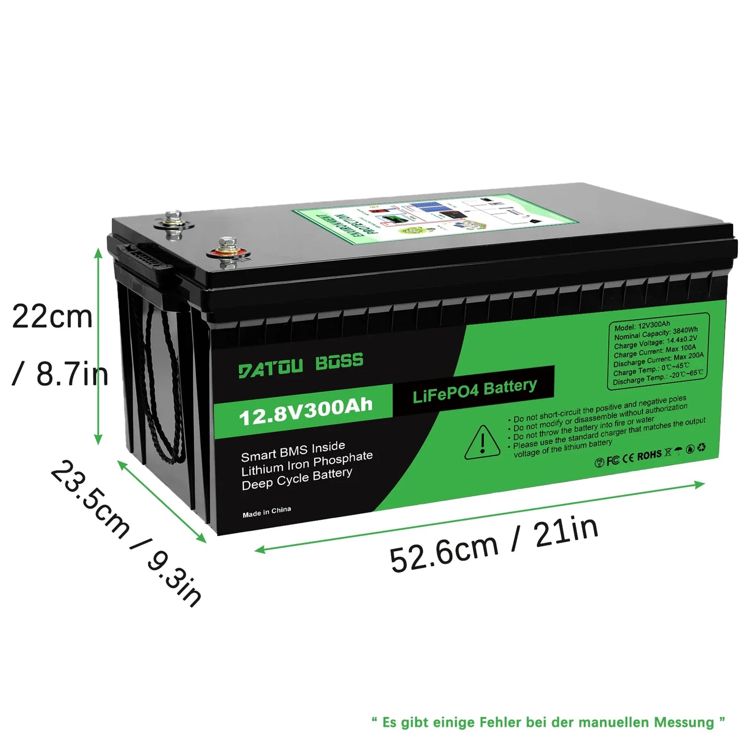 12V 300A LiFePO4 Battery with BMS 8000Cycles for Inverter, Motorhome, Solar System, Boat, Household, Solar