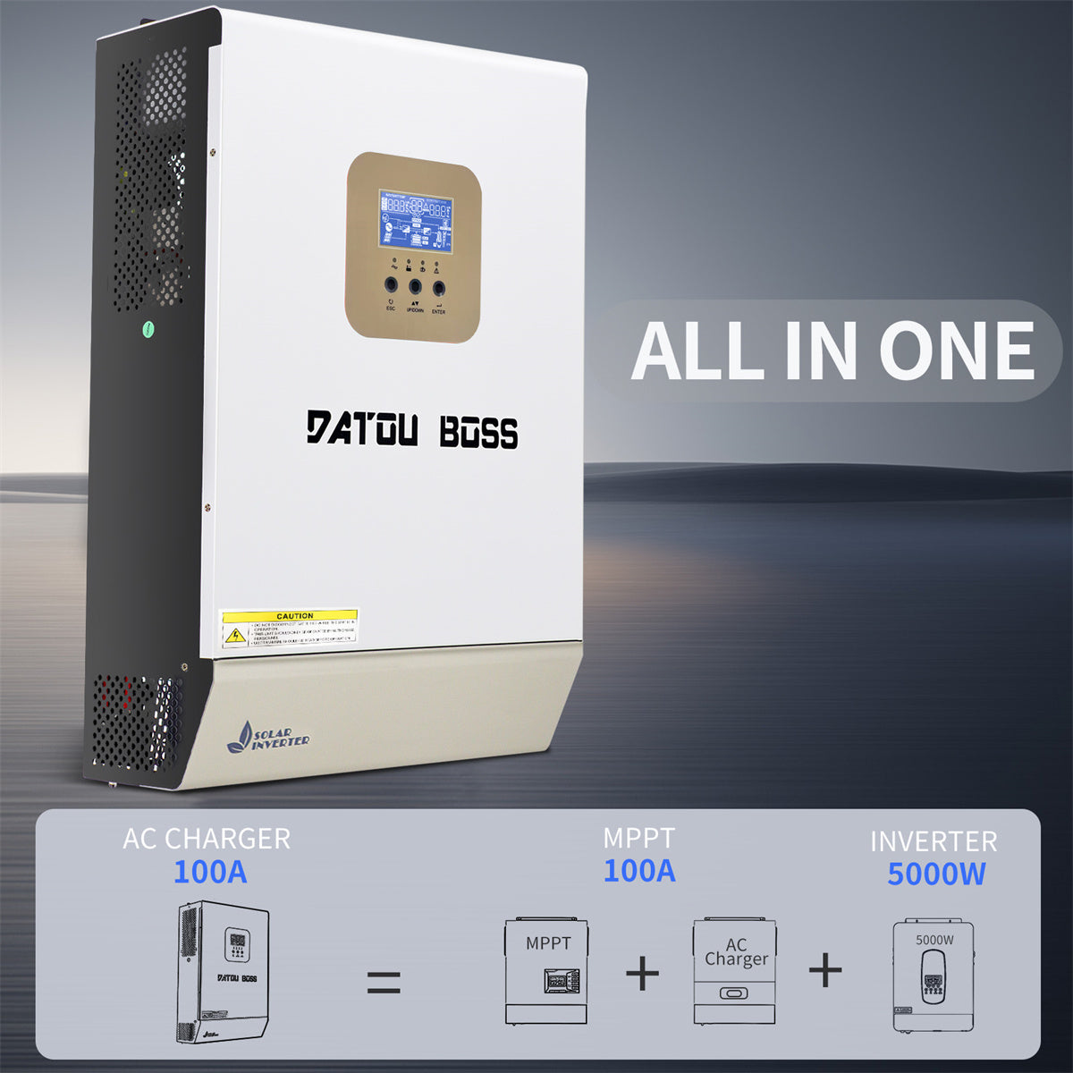 5000W Pure Sine Wave Hybrid Inverter 48V DC To 230V AC Off Grid Inverter With 100A MPPT Solar Controller LCD Display - 5000W