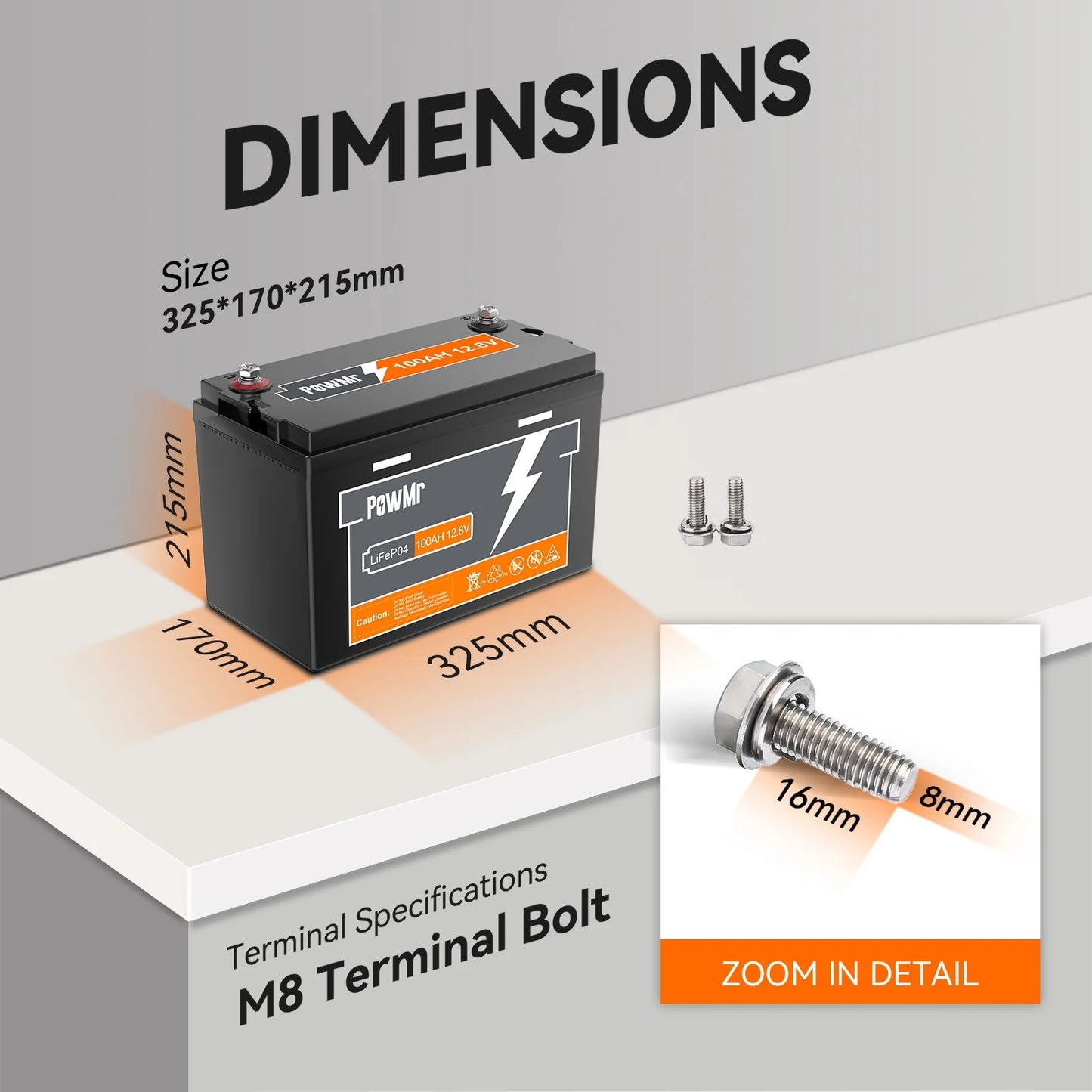 POWMR 100AH 12.8V Lithium Energy Storage Battery