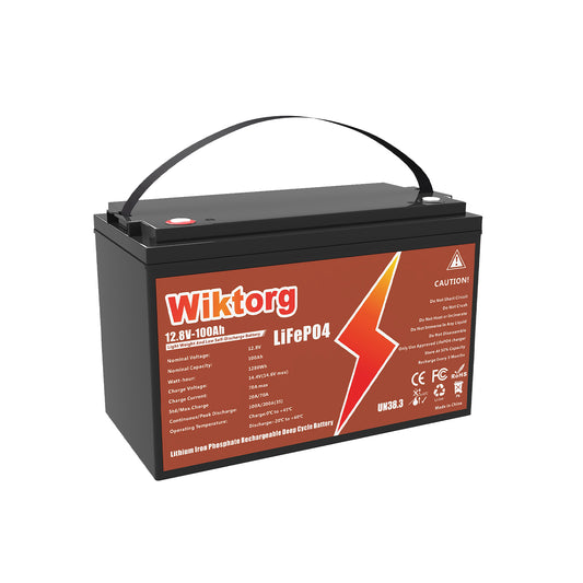 WIKTORG 12.8V 100ah LiFePO4 Battery （LFP）Rechargeable Battery with BMS
