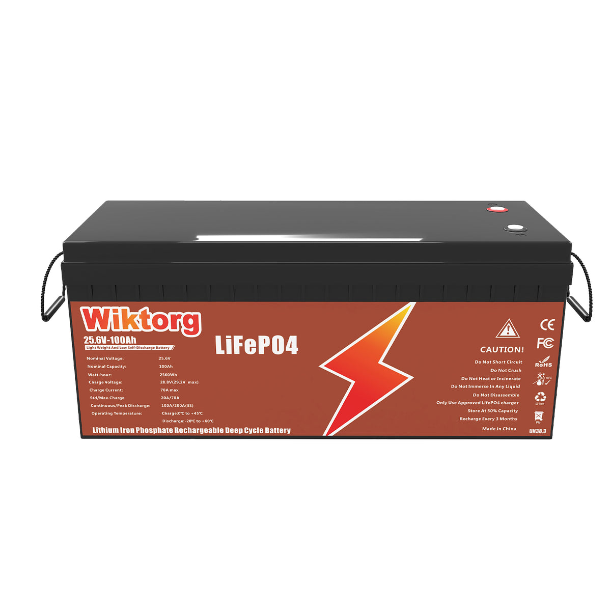 WIKTORG 25.6V 100ah LiFePO4 Battery （LFP）Rechargeable Battery with BMS (Copy)