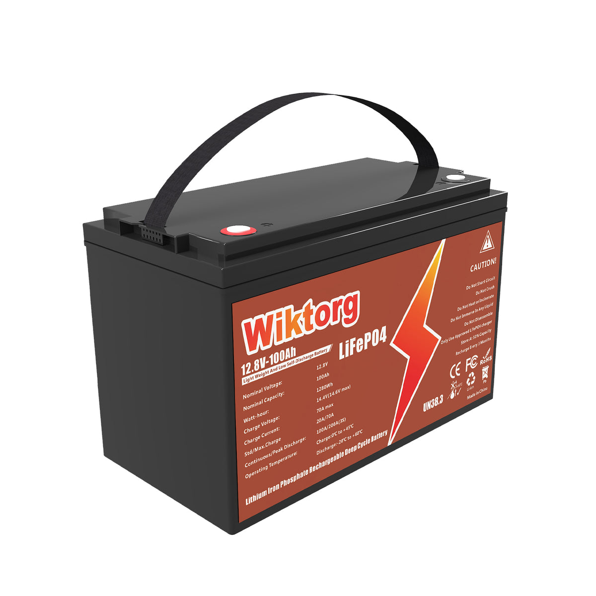 WIKTORG 12.8V 100ah LiFePO4 Battery （LFP）Rechargeable Battery with BMS