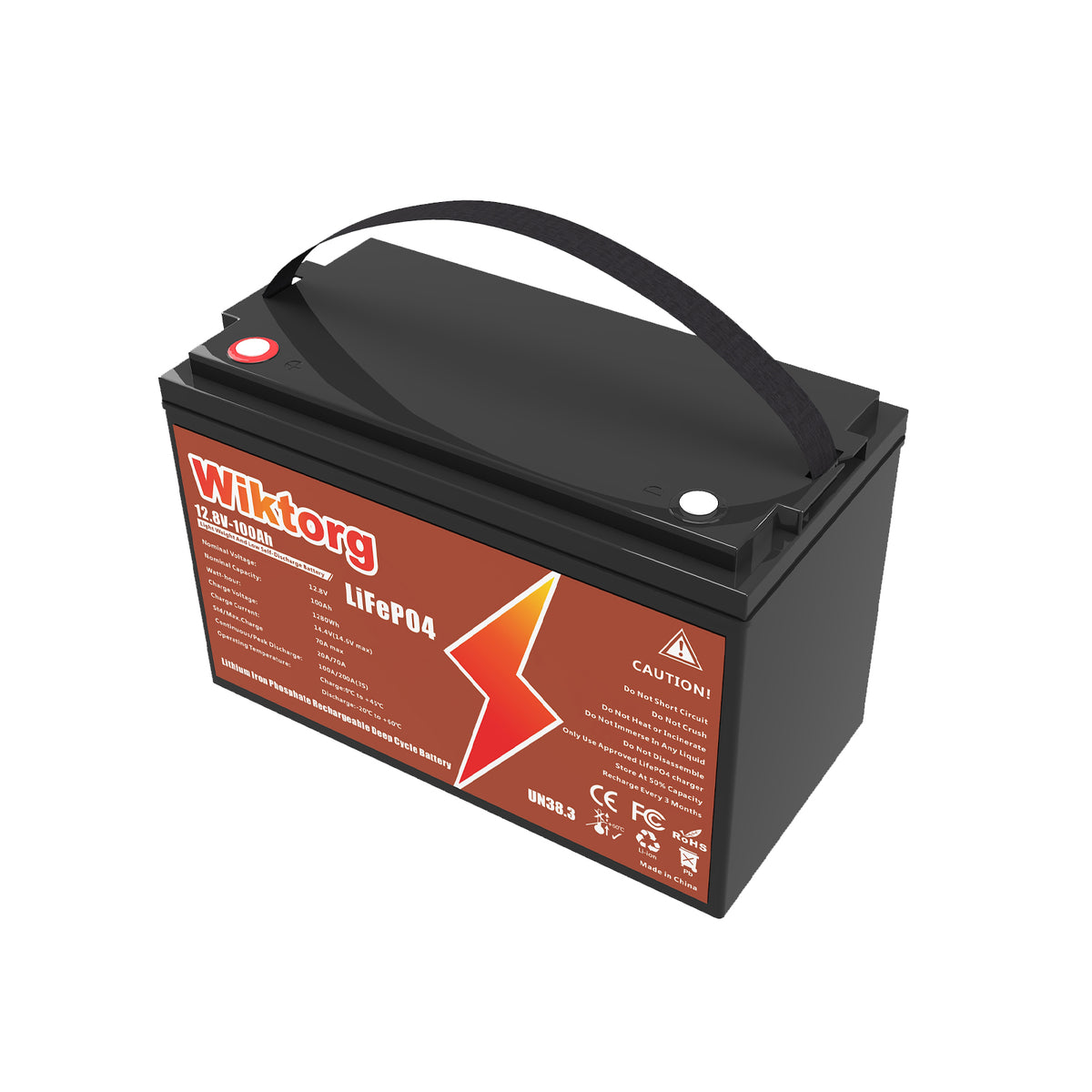 WIKTORG 12.8V 100ah LiFePO4 Battery （LFP）Rechargeable Battery with BMS