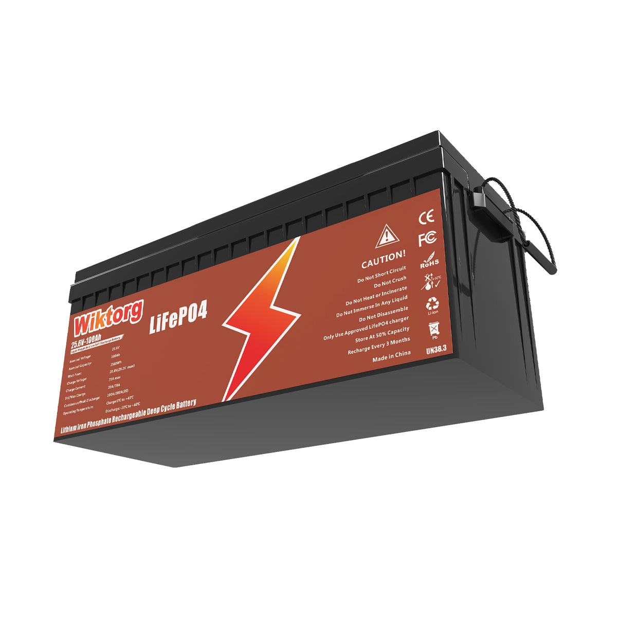 WIKTORG 25.6V 100ah LiFePO4 Battery （LFP）Rechargeable Battery with BMS (Copy)