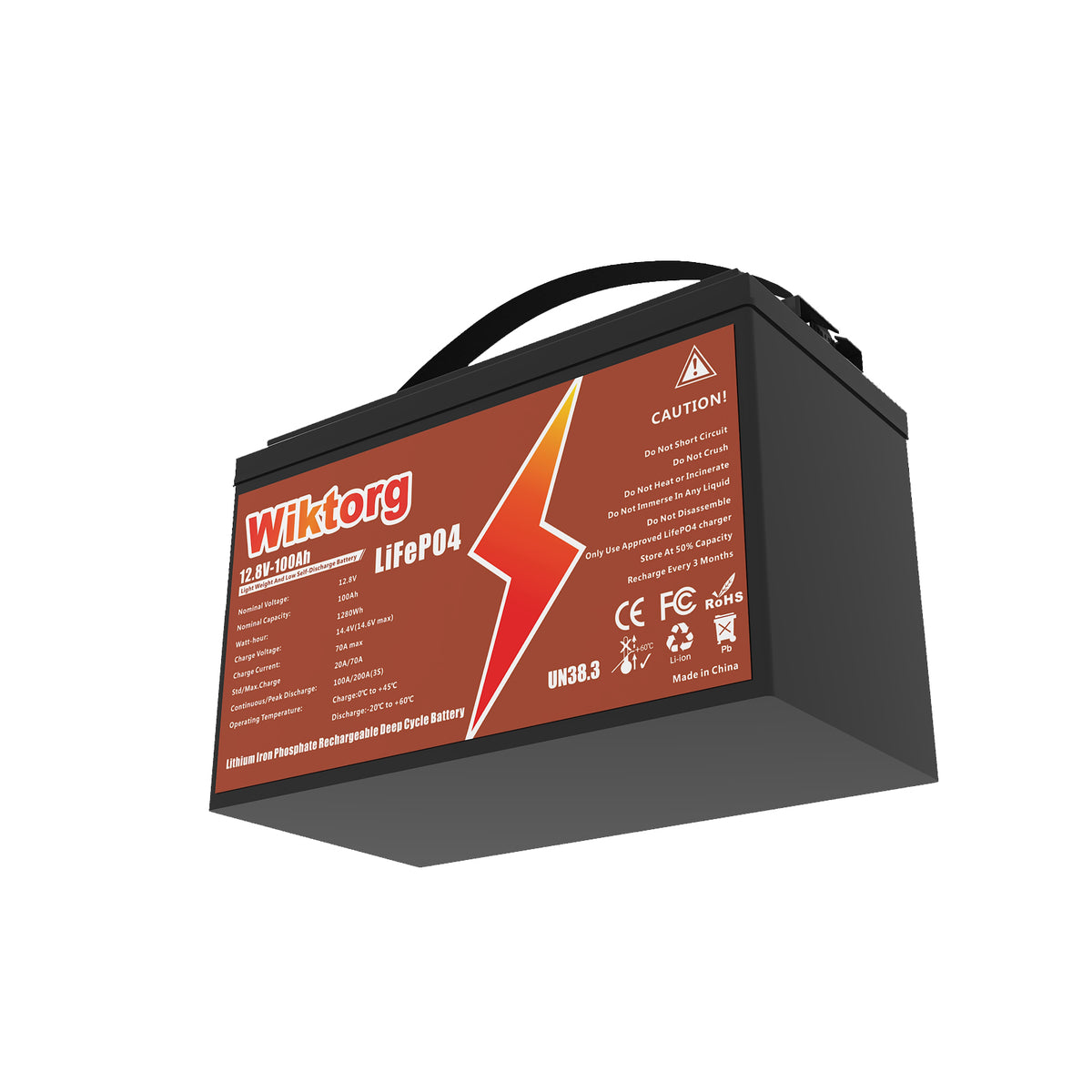 WIKTORG 12.8V 100ah LiFePO4 Battery （LFP）Rechargeable Battery with BMS