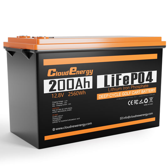 CloudEnergy 12.8V 200Ah LiFePO4 Rechargeable Battery 2560Wh