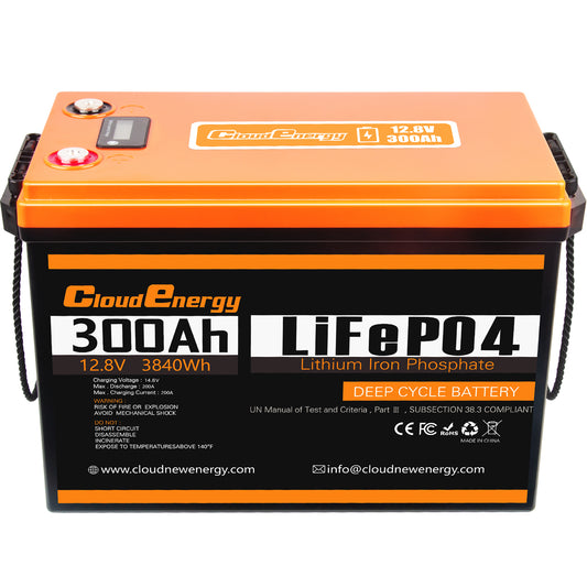 CloudEnergy 12.8V 300Ah LiFePO4 Rechargeable Battery