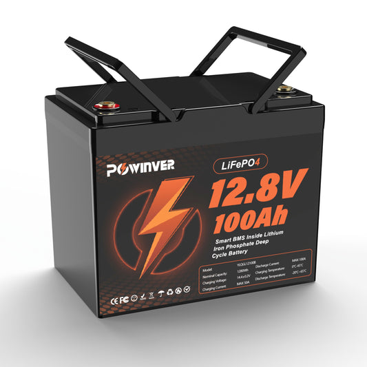 POWINVER LiFePO4 12V 100AH Rechargeable Battery with BMS