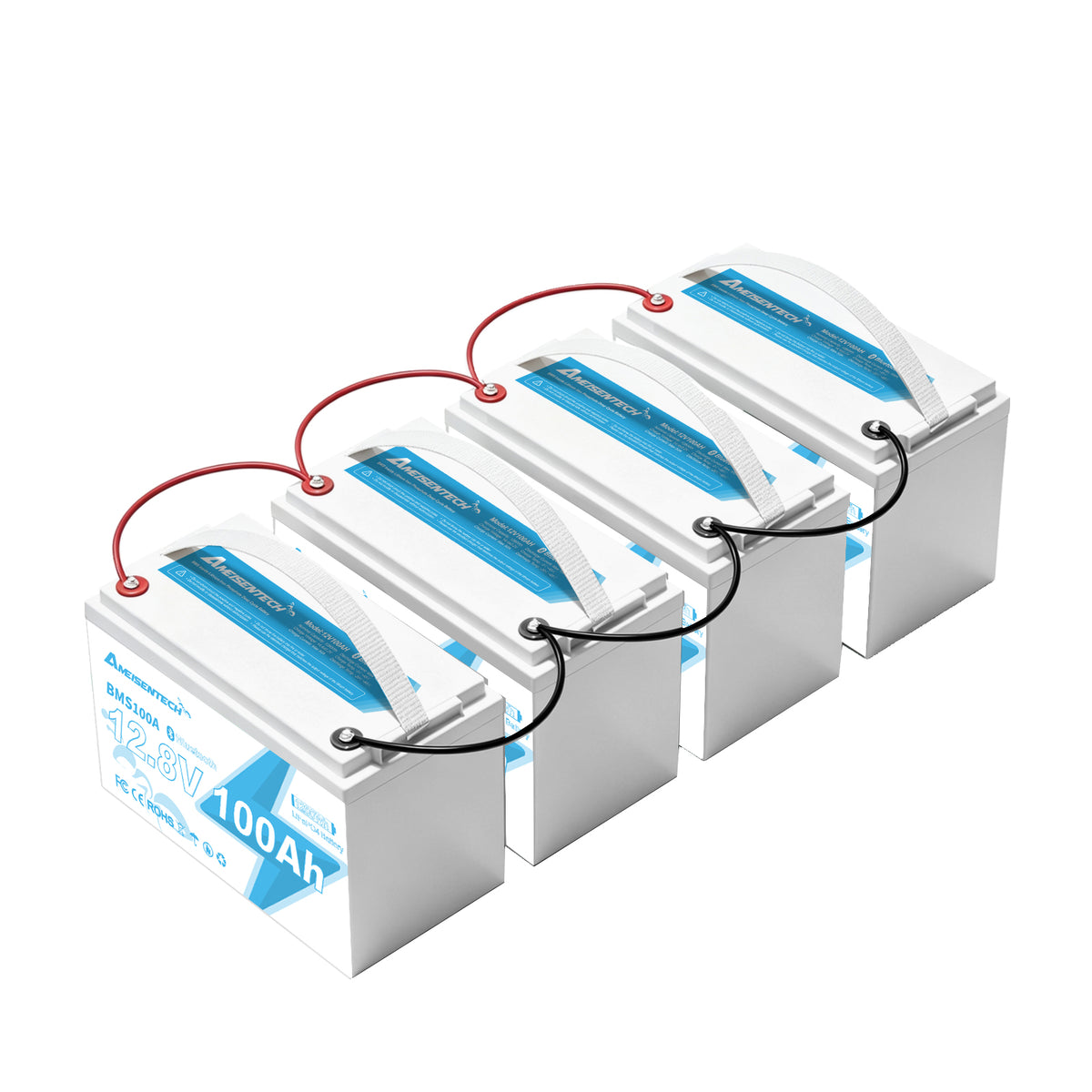 AMEISENTECH LiFePO4 12V 100AH Rechargeable LFP Battery with BMS Bluetooth App Control