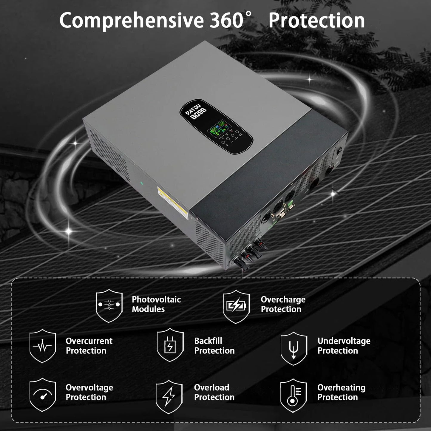 11000W Pure Sine Wave Hybrid Inverter 48 V DC to 230 V AC, which supports battery-free operation, supports parallel