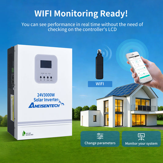 AMEISENTECH 24V 3000W 220/230/240VAC Solar Inverter 6000VA with Wifi MPPT LED