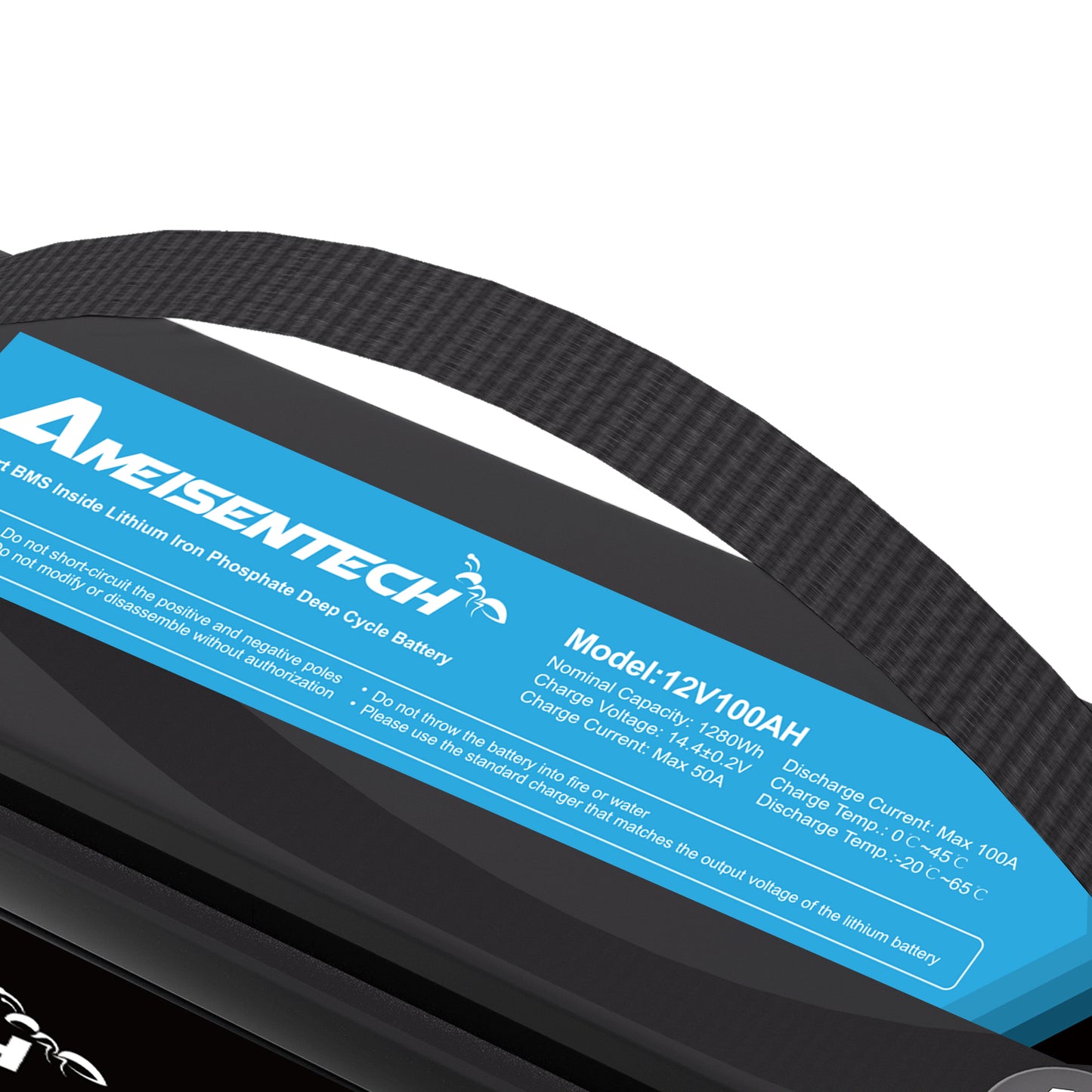 AMEISENTECH LiFePO4 12V 100AH Rechargeable Battery with BMS