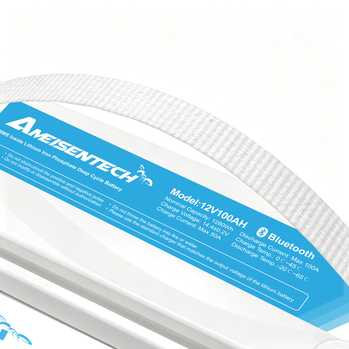 AMEISENTECH LiFePO4 12V 100AH Rechargeable LFP Battery with BMS Bluetooth App Control