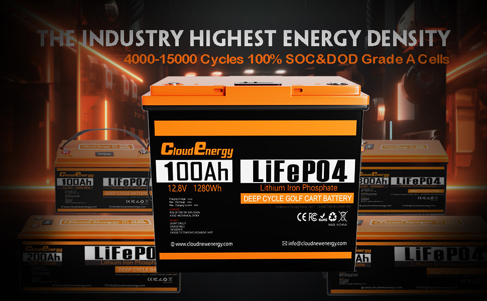 CloudEnergy 12.8V 100Ah LiFePO4 Li-ion Battery