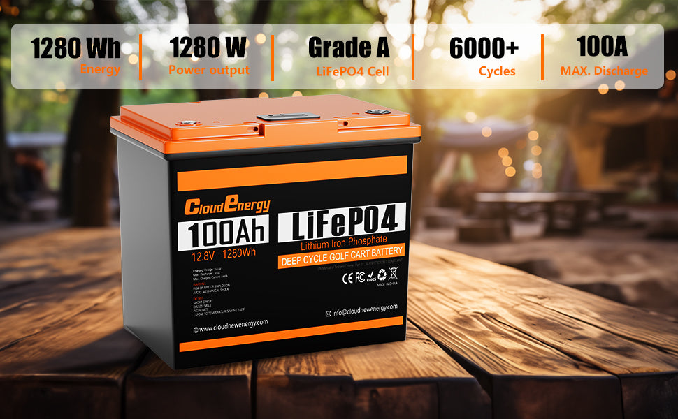 CloudEnergy 12.8V 100Ah LiFePO4 Li-ion Battery
