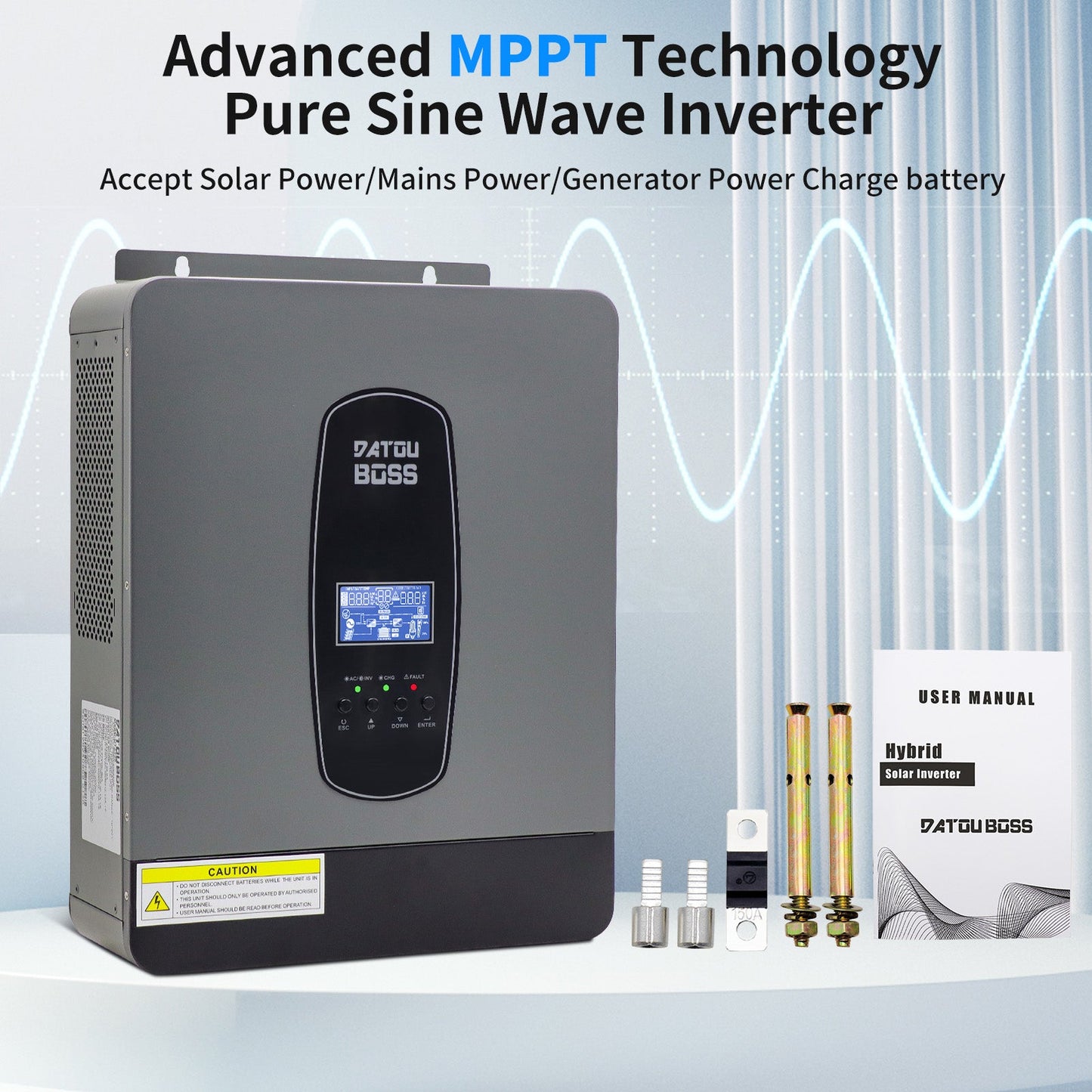 DT-24V 3000W Pure Sine Wave Inverter DC24V To AC230V Sine Wave Output MPPT Power Grid Solar Inverter Voltage Converter