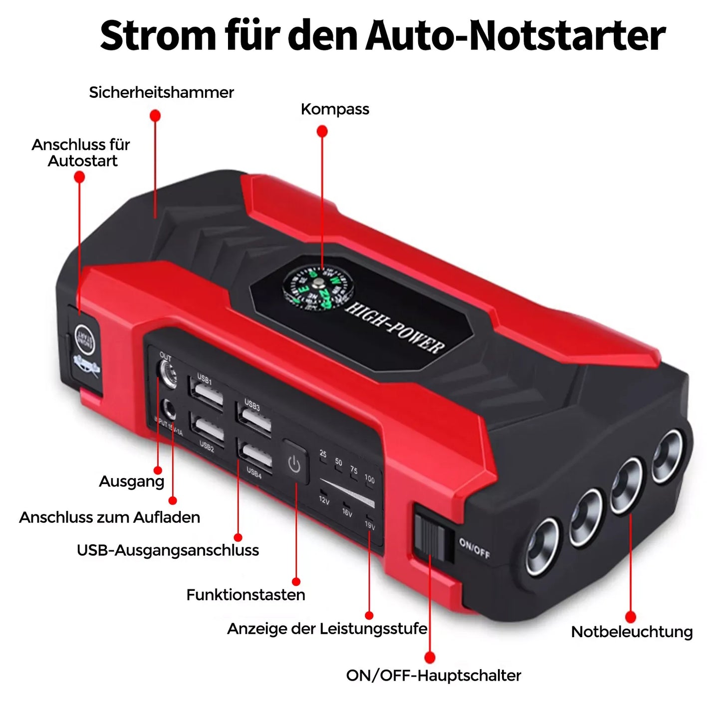 Car Jump Starter 12V 28000mAh (Support OEM ODM)
